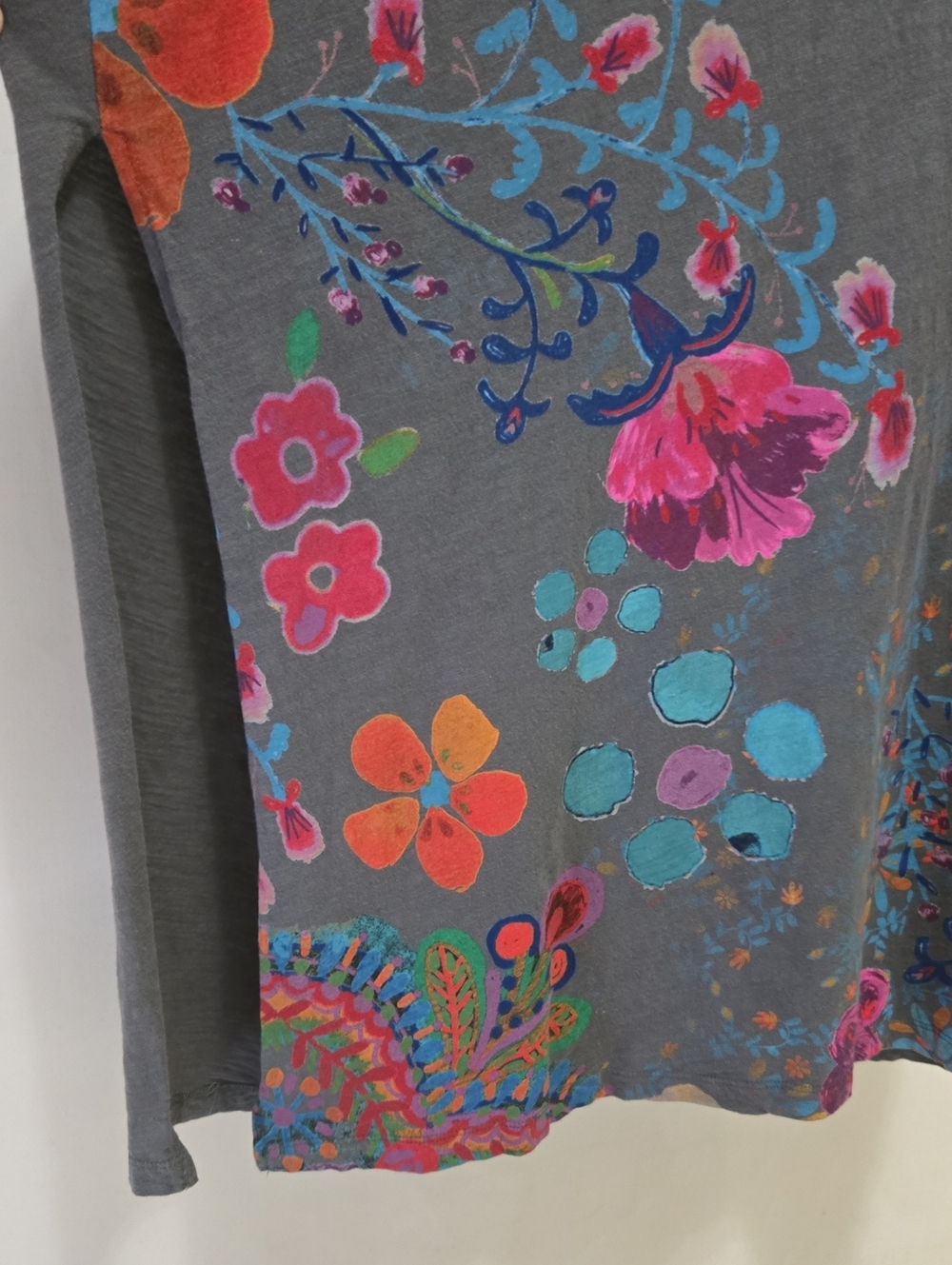 Life Is A Canvas Cotton Maxi T-Shirt Dress Natural Life Peace Floral - Picture 8 of 13